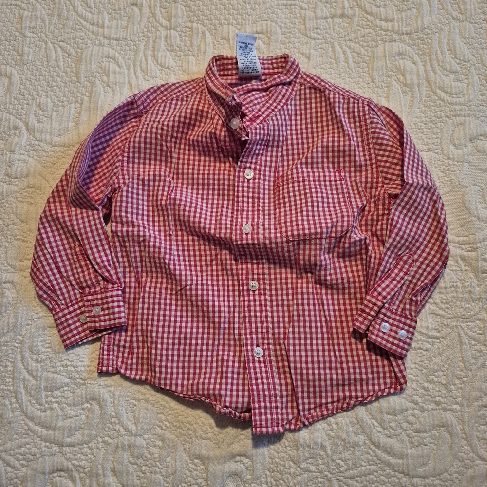 Gymboree boys 18-24 months red and white gingham button up shirt VGUC
